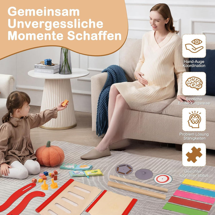 Holz Lauflernwagen für Kleinkinder 1-3 Jahre, Multifunktionaler Einkaufswagen Spielzeug mit Formsort