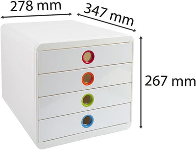 Exacompta 314398D Premium Ablagebox mit 4 Schubladen für DIN A+ Dokumente. Belastbare Schubladenbox