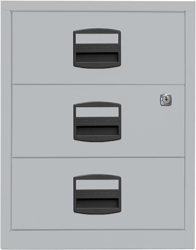 Bisley Home mobiler Beistellschrank PFA, 3 Universalschubladen, Metall, 355 Silber, 40 x 41.3 x 52.8