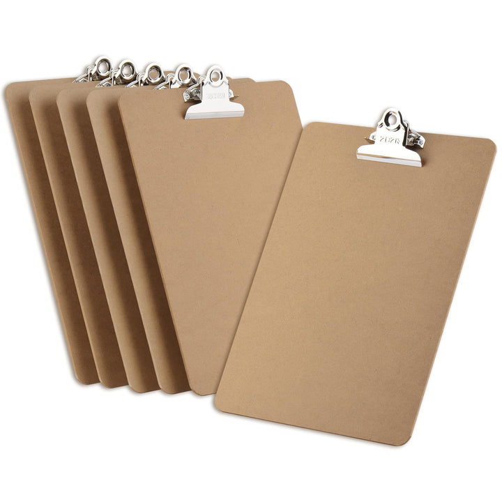 ZCZN 6er Klemmbrett a4, Clipboard Schreibbrett mit Butterfly Klemme, Braun 6 Stück, 6 Stück