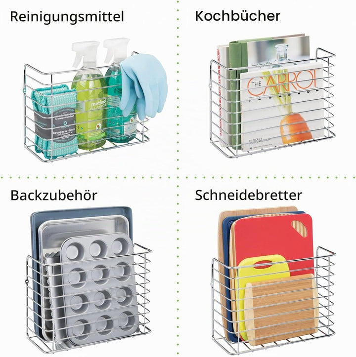 mDesign Hängekorb Küche - Aufbewahrungskorb für die Küche - praktisches Küchenzubehör - verchromtes