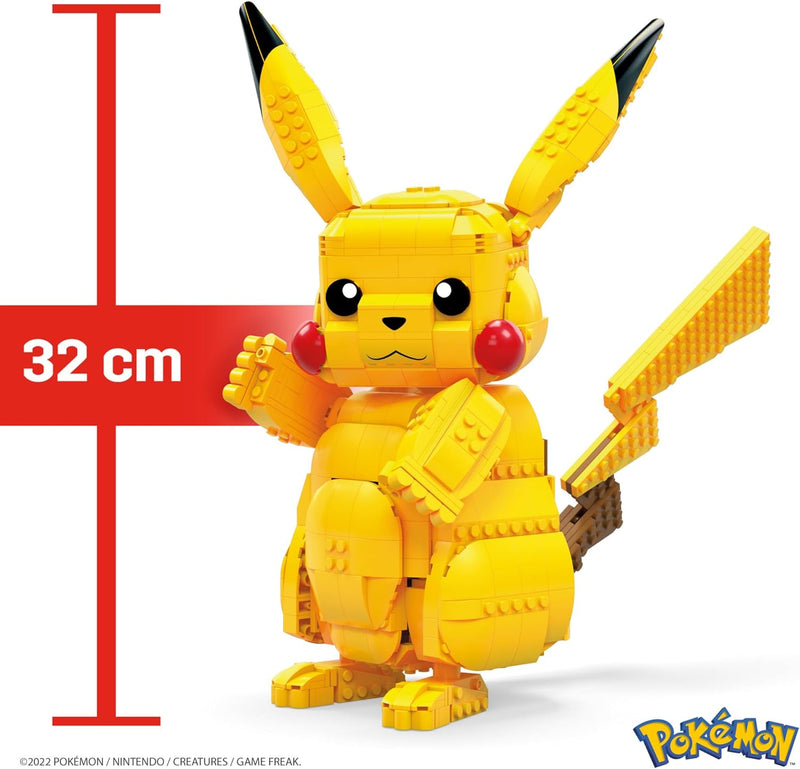 Mega Mega Pokémon Jumbo Pikachu toy building set, 12 inches tall, poseable, 825 bricks and pieces,