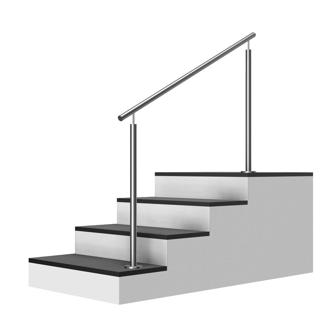 Edelstahl Treppengeländer Aufmontage, 1m lang, 0,9m hoch, Aussengeländer, je 2 Pfosten ohne Querstre