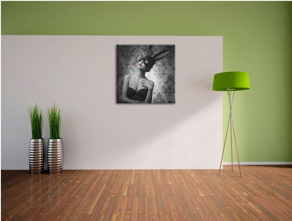 Pixxprint Maskierte attraktive Frau als Leinwandbild Quadratisch/Grösse: 70x70 / Wandbild/Kunstdruck