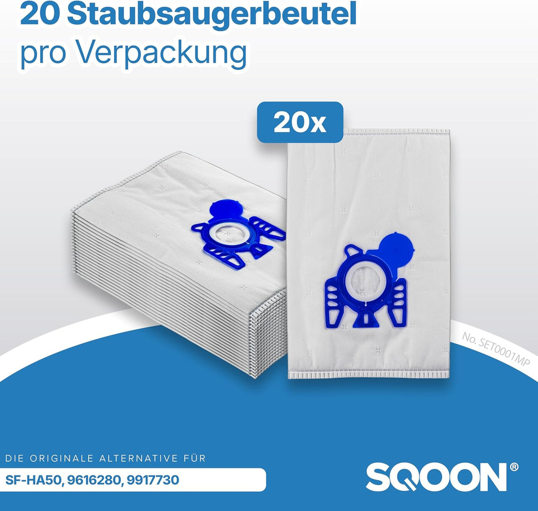 SQOON® Staubsaugerbeutel + HEPA-Filter 22 Stücke geeignet für Miele Miele Complete C2, Complete C3,