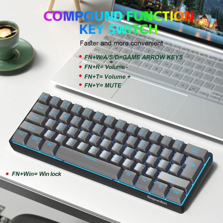 Snpurdiri 60% Percent Gaming Tastatur (61 eisengrau), 61 eisengrau