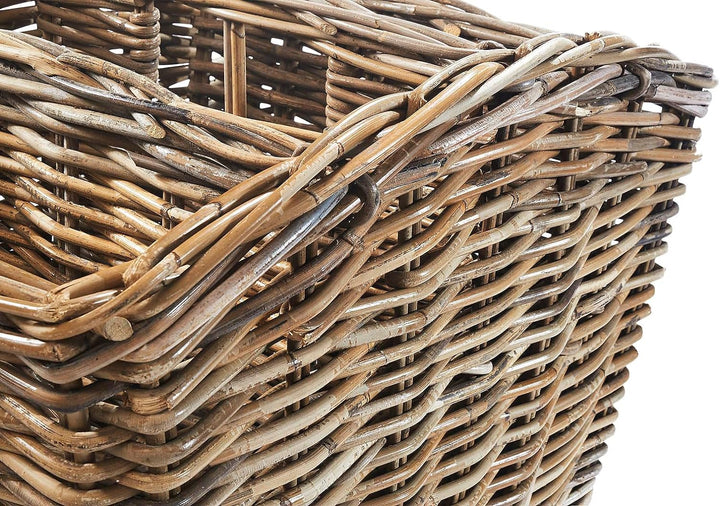 Kobolo Zeitungsständer Magazinsammler Zeitschriftenkorb aus Rattan - kubu Grey - 4 Fächer