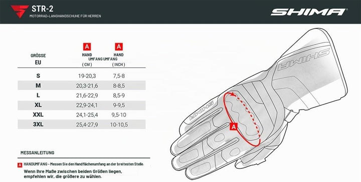 SHIMA STR-2 Motorradhandschuhe Herren - Touchscreen, Sommer, Sport Leder Handschuhe mit Carbon Knöch