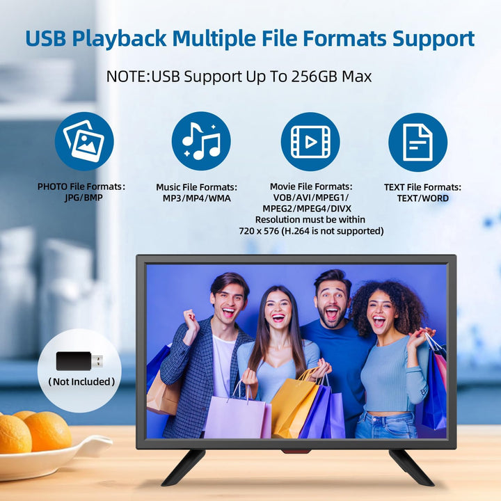 KCR 20 Zoll Freeview LED-Fernseher, integrierter digitaler DVB-T2 TV-Tuner, AV-Eingang, HDMI/VGA-Ein