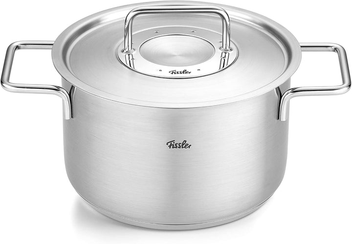 Fissler Pure Collection / Edelstahl-Kochtopfset, 6-teilig, Töpfe mit Metall-Deckel (3 Kochtöpfe,1 Br