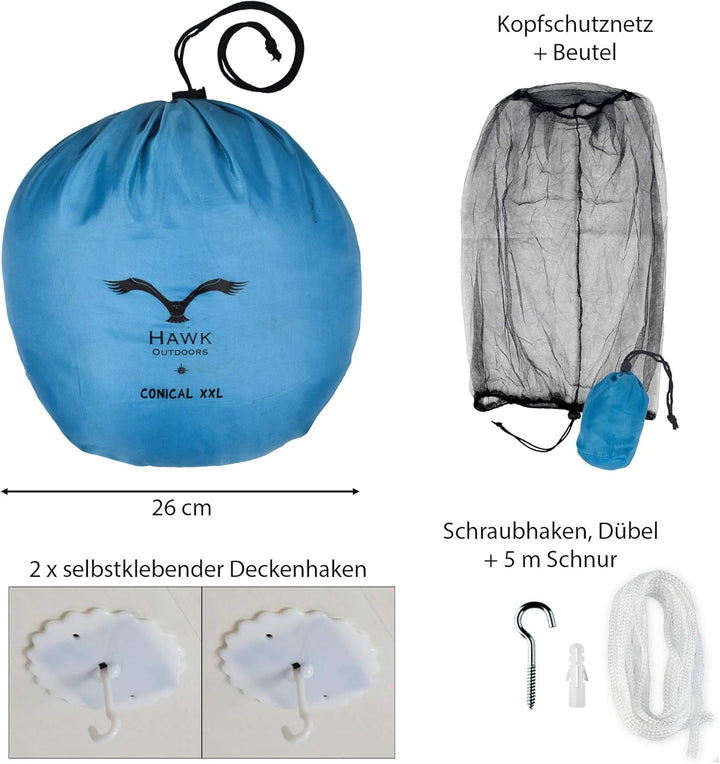HAWK Moskitonetz • Doppelbett Einzelbett Baldachin Kinderzimmer • inkl. Befestigungs-Set und Kopfsch