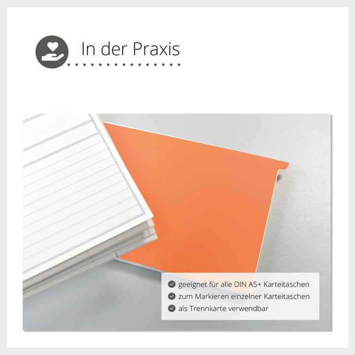Signalkarten DIN A5 | 50 Stück | Trennkarten Kunststoff | Leitkarten zum Einlegen in Karteikarten Fa