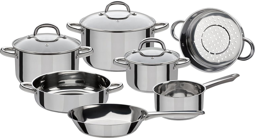 GSW 990097 Montreal Topf-Set 10-teilig, Edelstahl, Silber, 24 cm, Einheiten, 38 x 25.5 x 15.5 cm