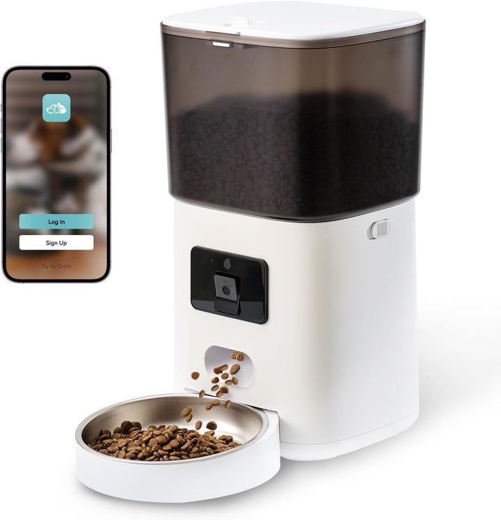 Futterautomat Katze 6L | WiFi Katzenfutter Automat APP-Steuerung mit Nachtlicht | Programmierbarer K