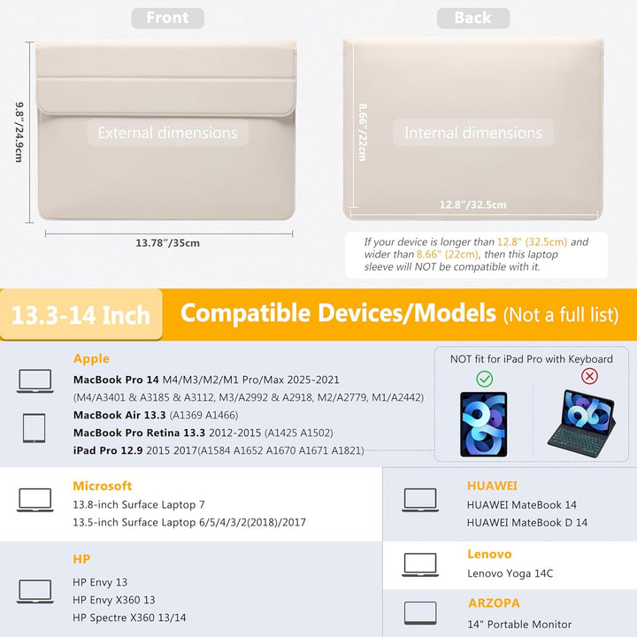 HYZUO 13,3-14 Zoll Laptop Hülle Laptophülle mit Standfunktion für MacBook Pro 14 M4/M3/M2/M1 Pro/Max