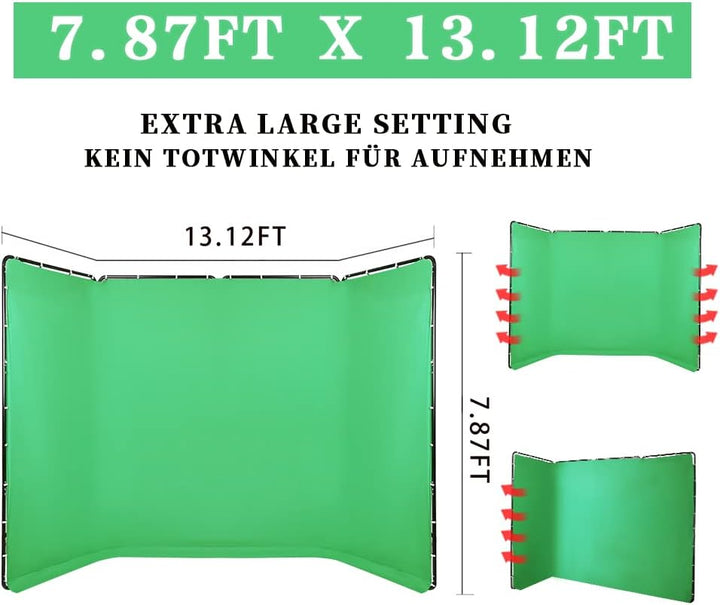 GSKAIWEN 7,87ftx13,12ft tragbarer grosser Grün-Hintergrund, Fotohintergrund-Unterstützungssystem für