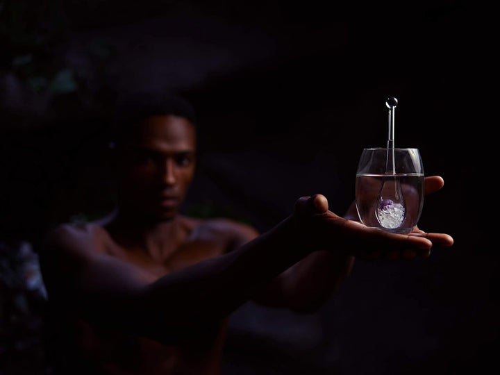 VitaJuwel Phiolino - Edelsteinstab-To-Go mit Amethyst, Granat undd Bergkristall (inkl. Lederetui), E