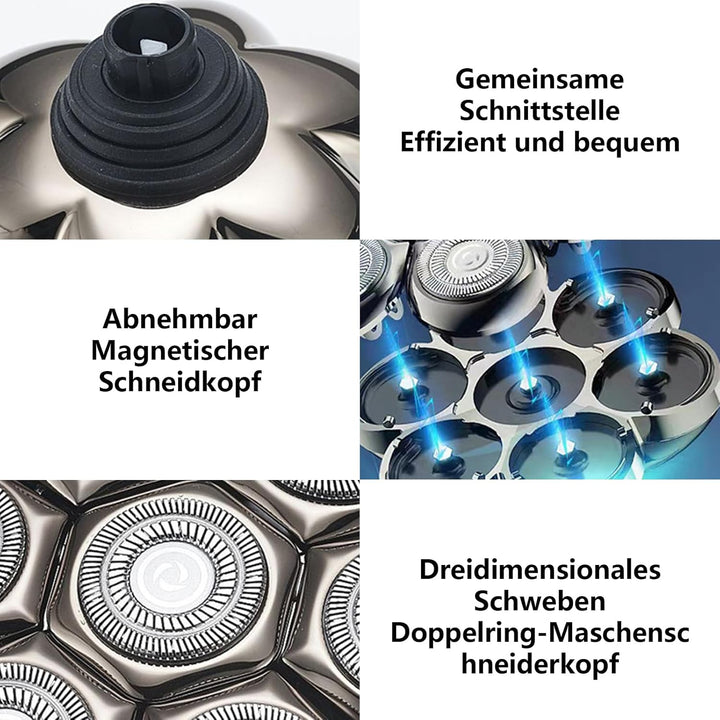7D Elektrischer Rasierkopf, Ersatz-Rasierklingen für Rotationsrasierer, Universal Doppelring Haarsch