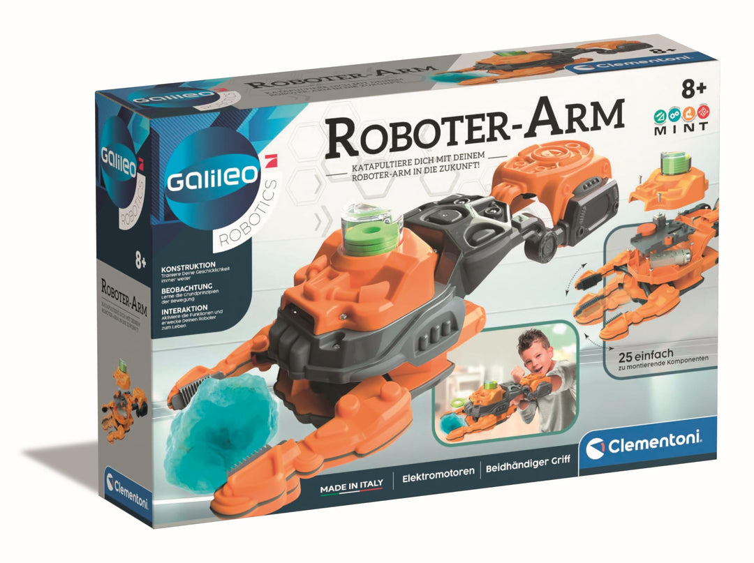 Clementoni Galileo Robotics – Roboter-Arm, Robotik für kleine Ingenieure, Mechanik & Technik, Spielz