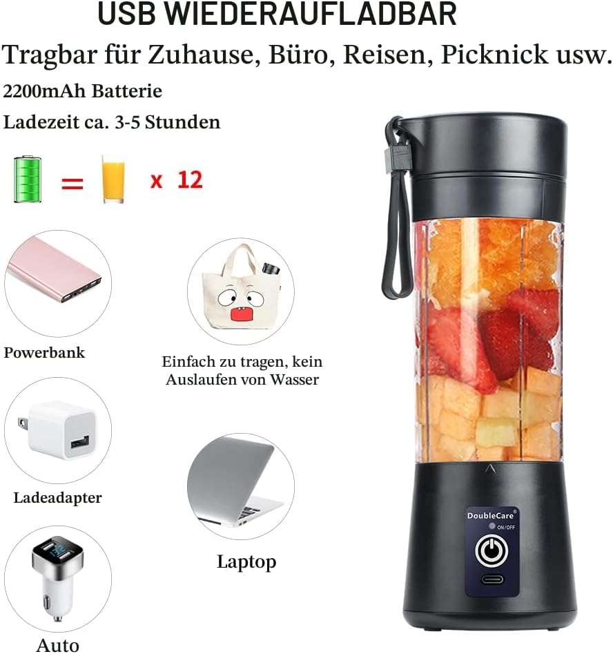 Tragbarer Mixbecher, elektrischer USB-Entsafter, Mini-Mixer, tragbarer Mixer für Shakes und Smoothie