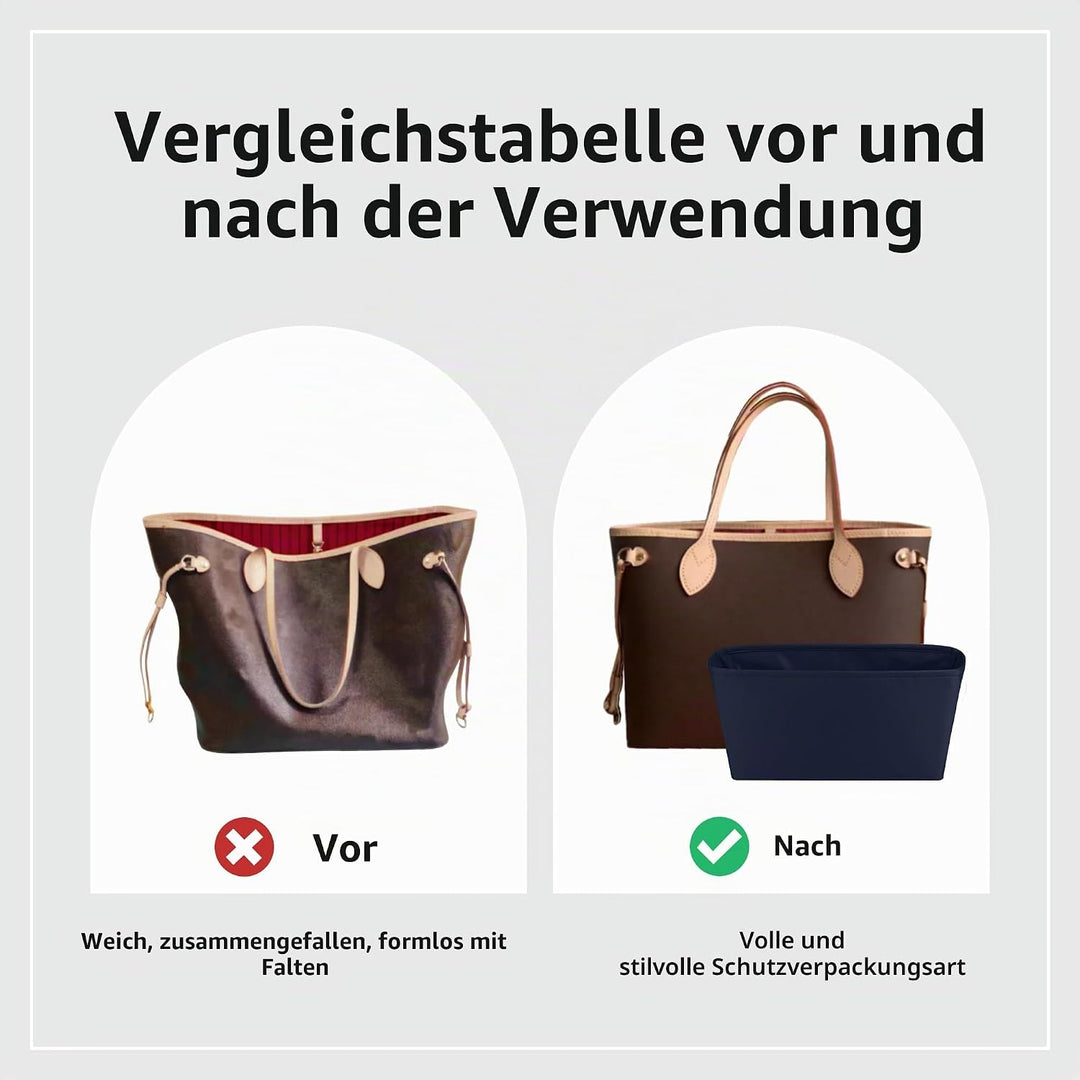 DGAZ Taschen Organizer Einsatz, Seide Innentasche für Neverfull PM/MM/GM, Leicht Taschenorganizer Sh