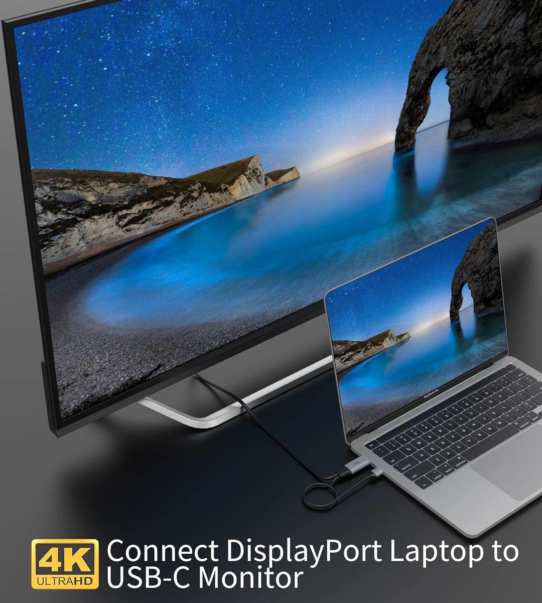 fairikabe DisplayPort auf USB C 4K60Hz, unidirektionale DisplayPort-Quelle auf USBC-Ausgang (Stecker