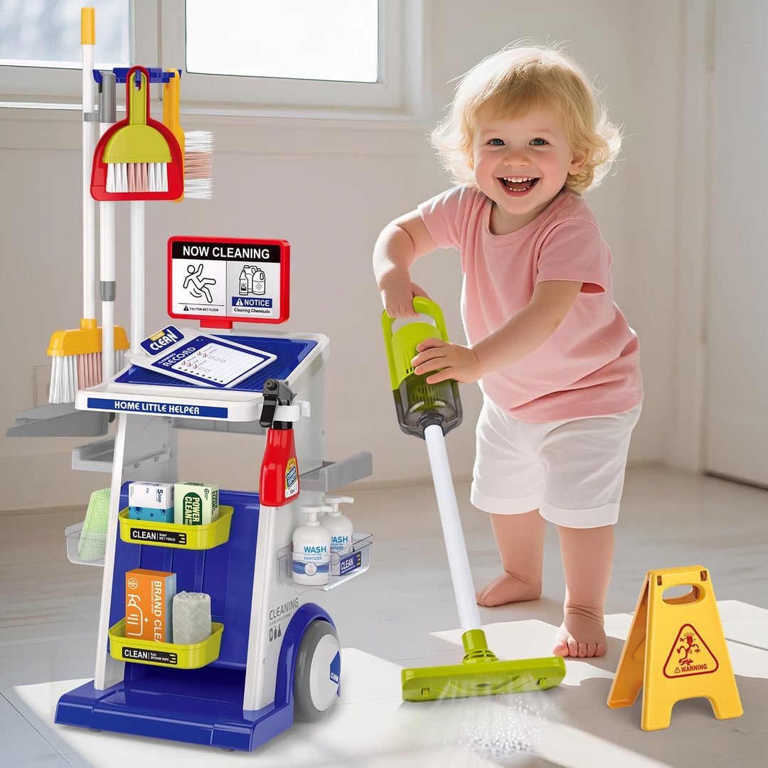 Kinder Reinigung Set, Kinderstaubsauger Mit Saug und Soundfunktion,Kehrschaufel Set Handfeger Besen