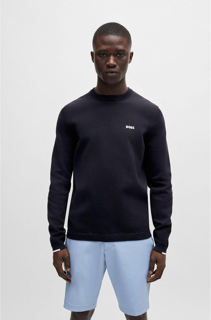 BOSS Herren Ever-X CN Regular-Fit Pullover aus Baumwoll-Mix mit Logo-Print L Dark Blue402, L Dark Bl