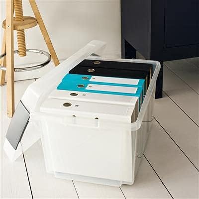 SUNWARE Nesta Box - 60 Liter - mit erhöhtem Deckel - 615 x 405 x 330 mm - transparent/silber