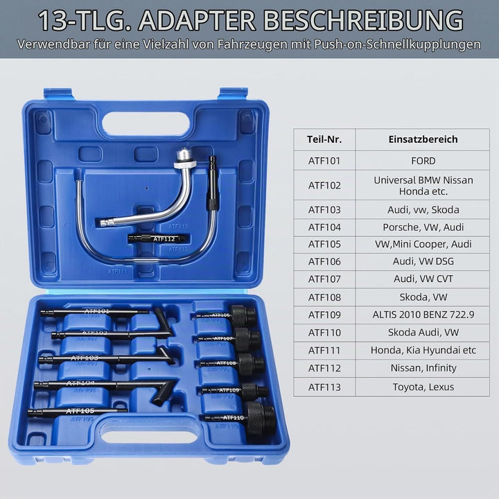 FreeTec Öl und Flüssigkeit Extraktor Pneumatische Getriebeölpumpe Öleinfüllgerät, mit 14-teilig ATF