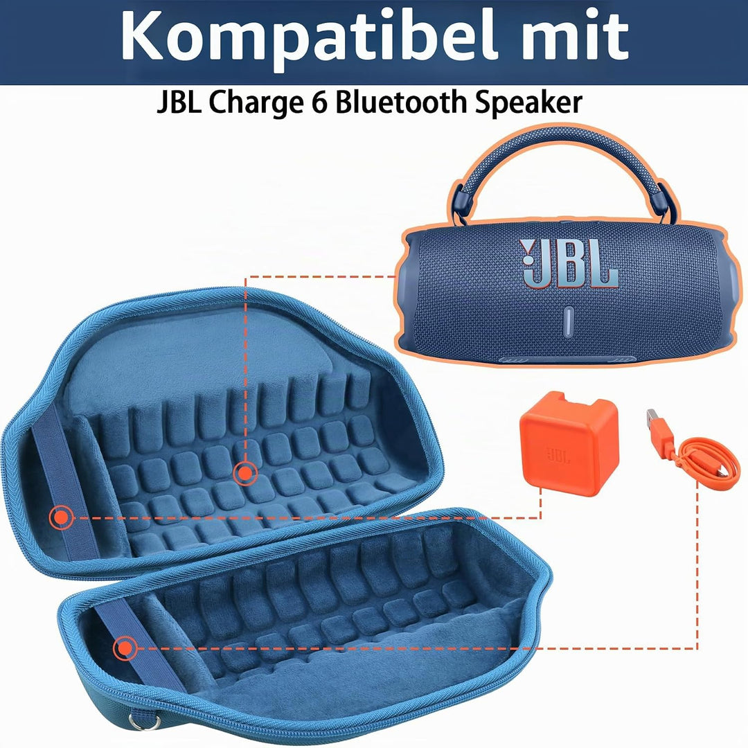 co2CREA Hart Reise Schutz Hülle Etui Tasche für JBL Charge 6 Bluetooth Lautsprecher mit abnehmbarem