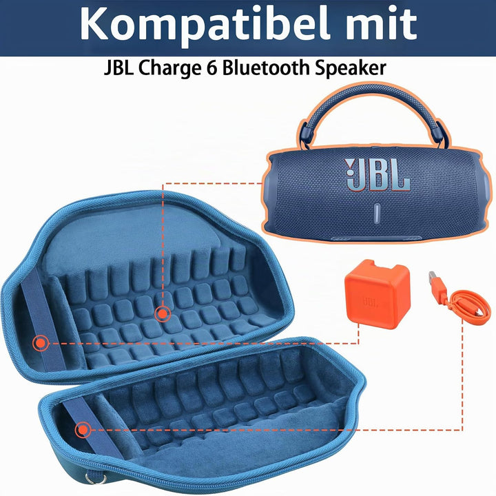 co2CREA Hart Reise Schutz Hülle Etui Tasche für JBL Charge 6 Bluetooth Lautsprecher mit abnehmbarem