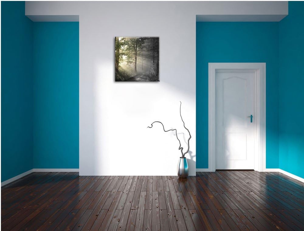 Pixxprint Waldweg im Grünen als Leinwandbild/Grösse: 70x70 cm/Wandbild/Kunstdruck/fertig bespannt, 7