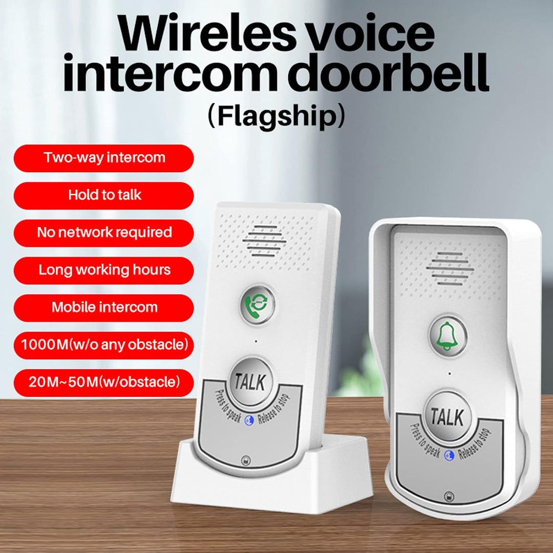 Drahtlose Intercom-Türklingel, 2-Wege-Gegensprechanlage, ABS-Material, 1000m Reichweite, Wasserdicht