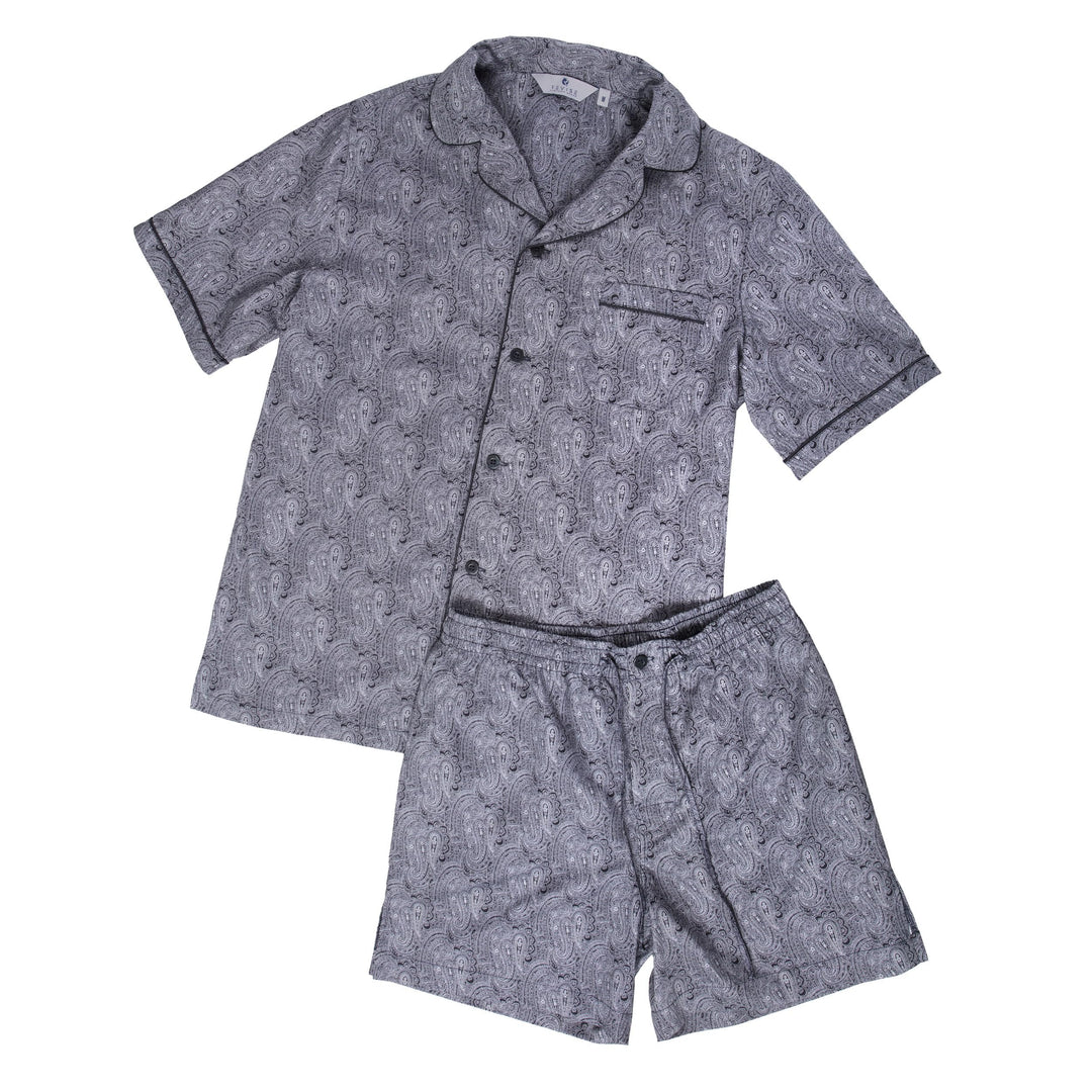 Revise RE-950 Kurzer Herrenpyjama - Schlafanzug für Herren - Pyjama – 100% Baumwolle S Schwarz C2, S