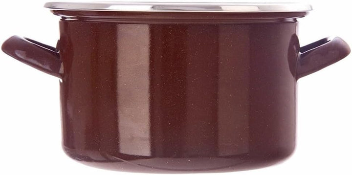 Emaille-Topf Kochtopf Schmortopf emailliert BROWN 18 cm 2 L