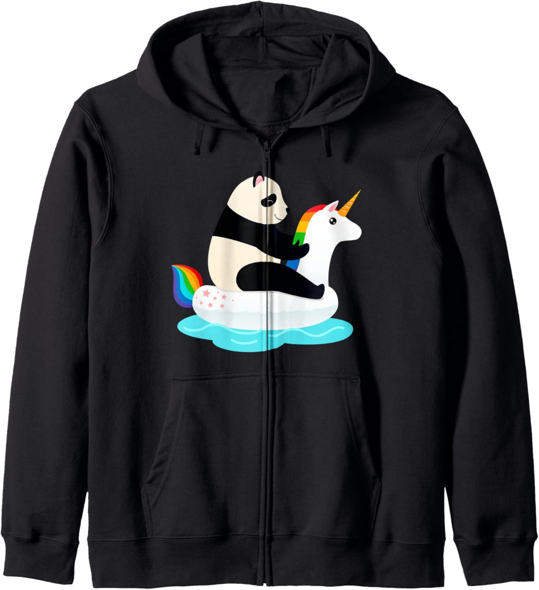 Panda im Pool Mit Einhorn Schwimmtier. Kapuzenjacke