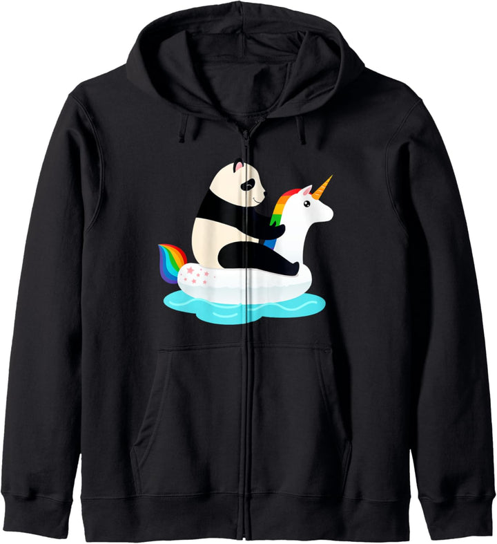 Panda im Pool Mit Einhorn Schwimmtier. Kapuzenjacke
