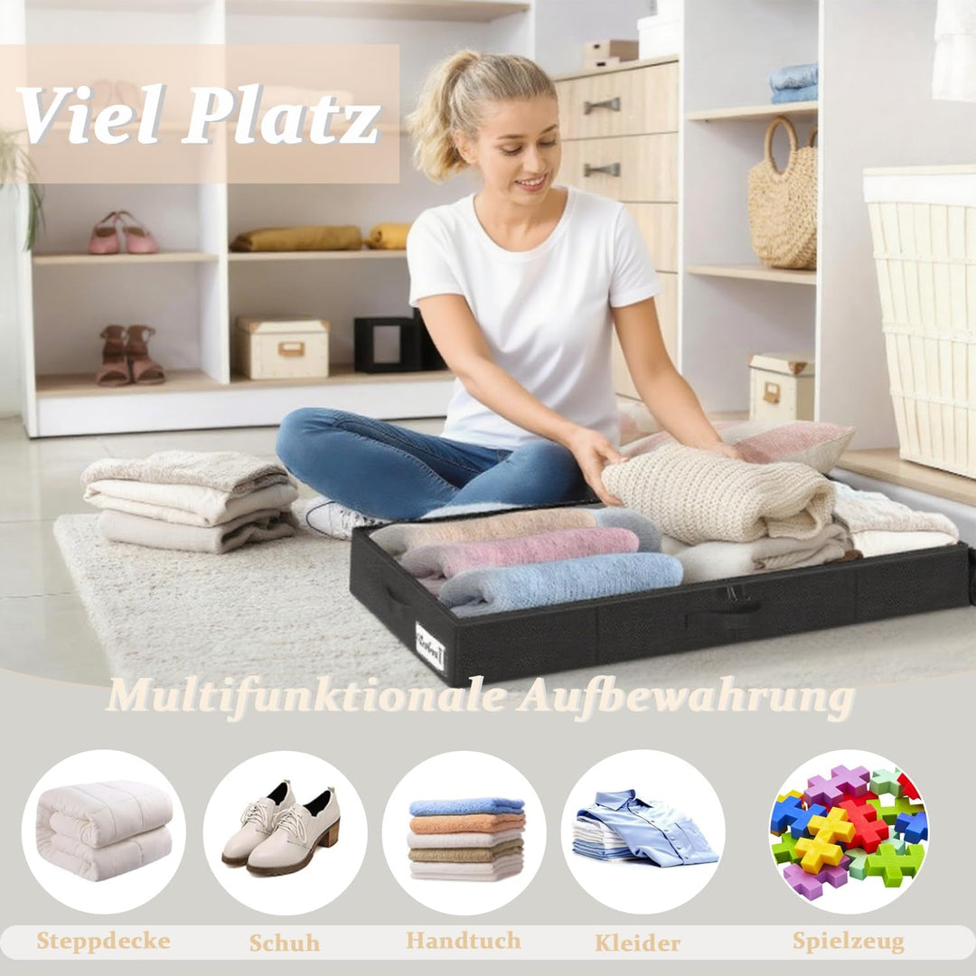 2 Stück Unterbett Aufbewahrungsbox, 50L Faltbare Unterbett Aufbewahrung mit Deckel, Unterbettkommode