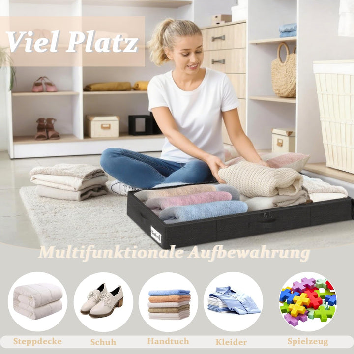 2 Stück Unterbett Aufbewahrungsbox, 50L Faltbare Unterbett Aufbewahrung mit Deckel, Unterbettkommode