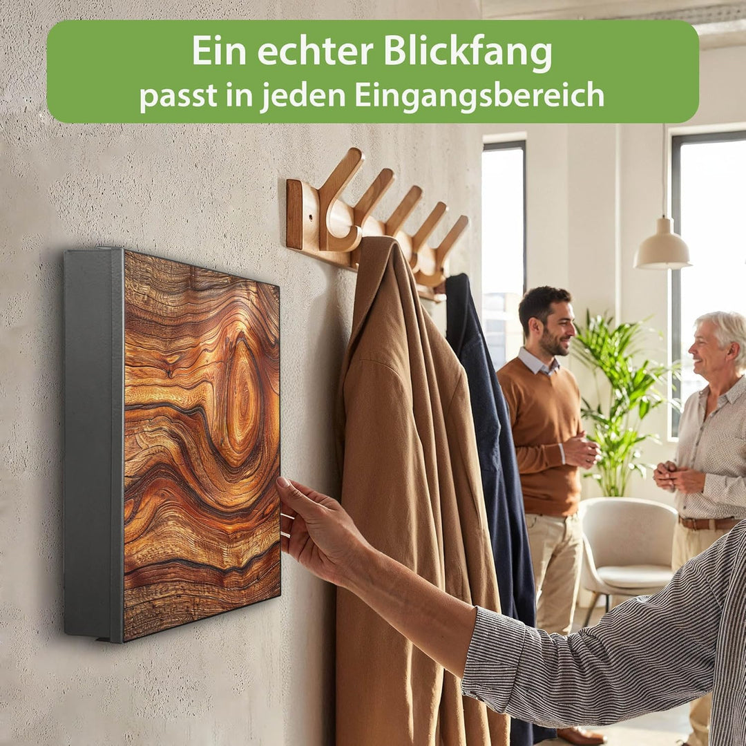 banjado Grosser Schlüsselkasten Glas - Schlüsselbox 30x30cm mit 50 Haken - Schlüsselkasten modern fü