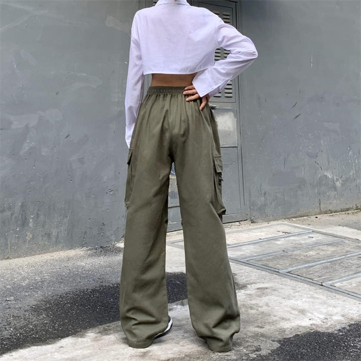 Linsennia Cargohose Damen Baggy Y2k Cargo Parachute Pants Weite Teenager Mädchen High Waist Streetwe
