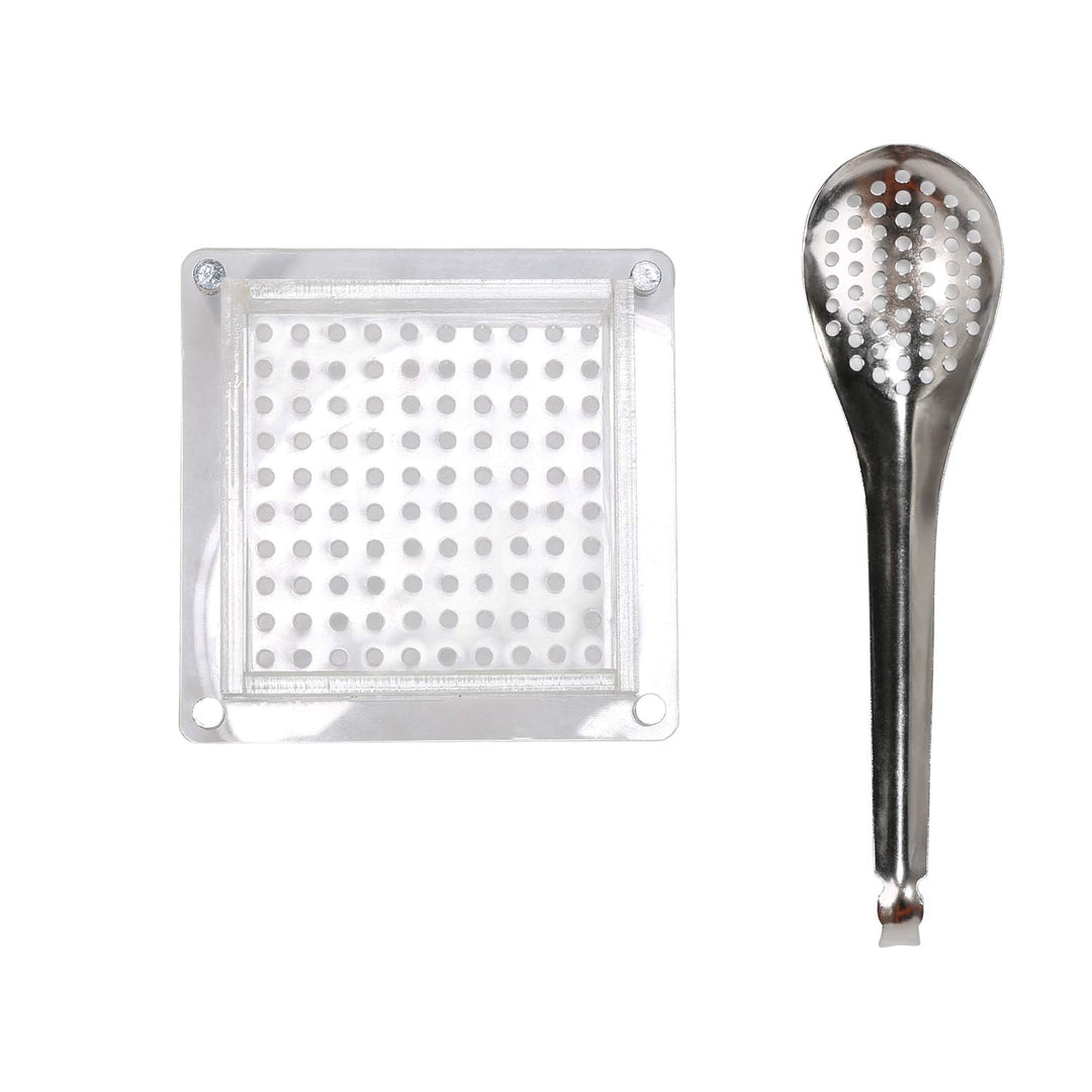 DUEBEL Caviar Maker Box, Molekulare Gastronomie Kit | 100 Löcher Roe Sossenspender mit Sieblöffel We
