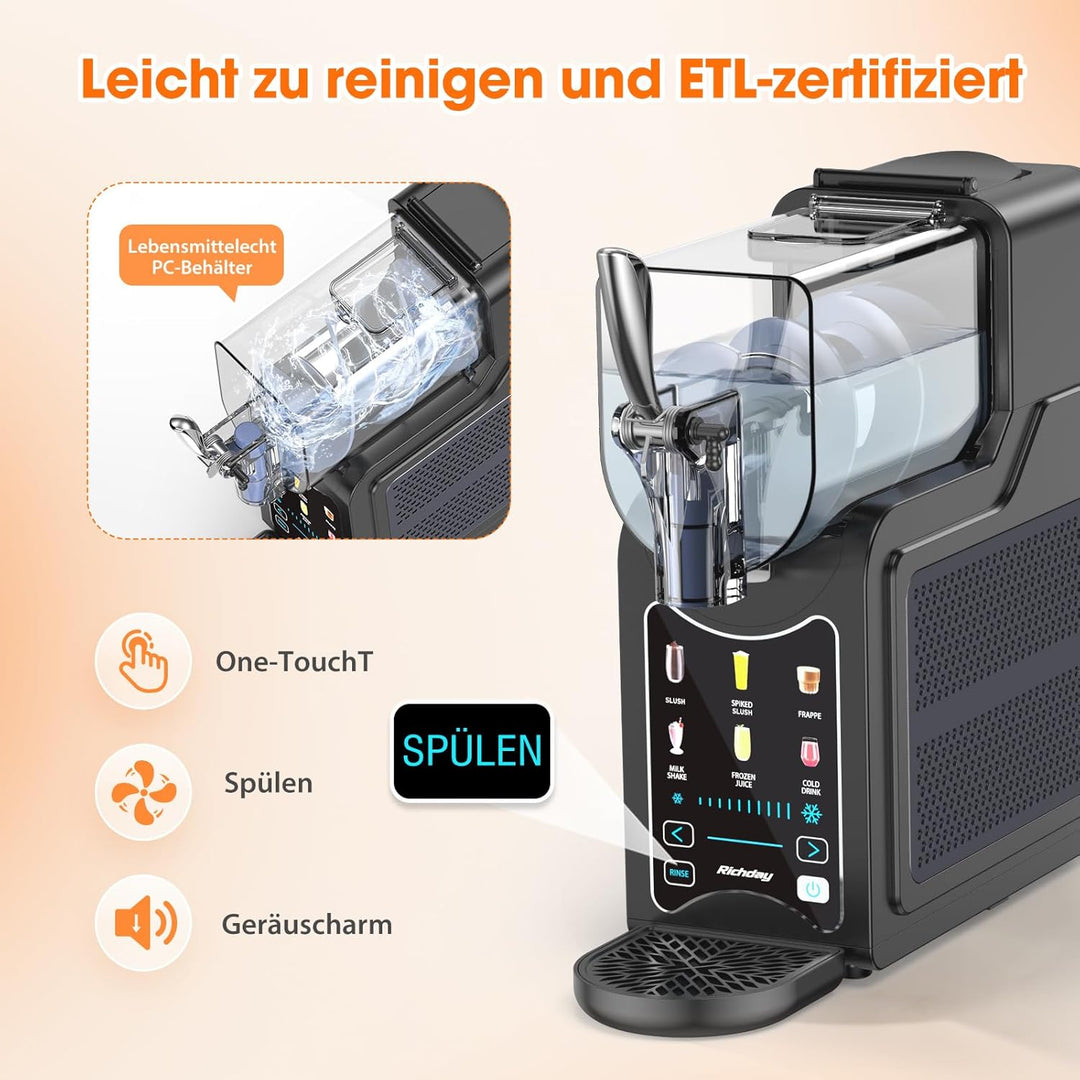 Richday Slush Eis Maschine, 2L Kapazität, LED Display, WhisperChill Technologie, 6 Programme, für Mi