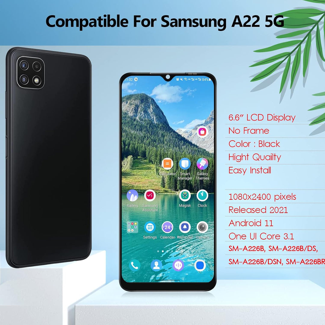 YHX-OU 6,60 Zoll LCD Display für Samsung Galaxy A22 5G SM-A226B SM-A226B/DS SM-A226B/DSN LCD Bildsch