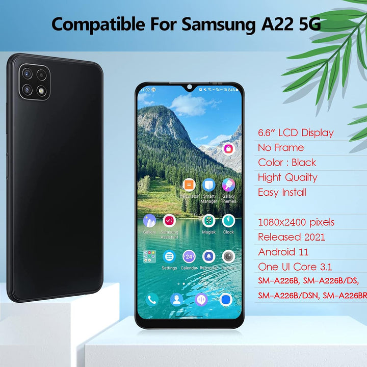 YHX-OU 6,60 Zoll LCD Display für Samsung Galaxy A22 5G SM-A226B SM-A226B/DS SM-A226B/DSN LCD Bildsch