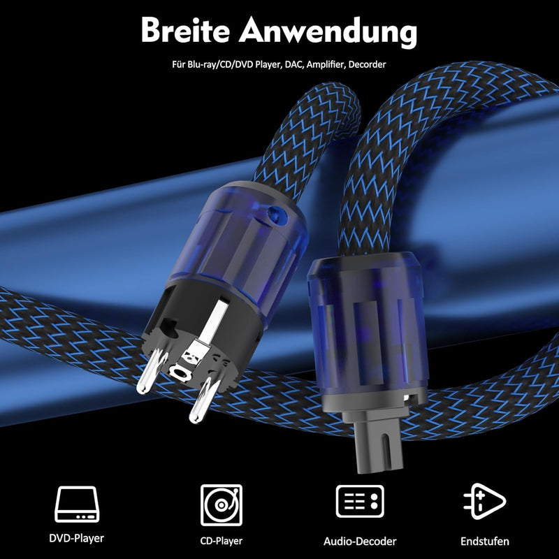 Monosaudio HiFi High End C7 Netzkabel 1,5M/4,9FT 2-Polig Abbildung 8 Audiophil Stromkabel 10AWG Kupf