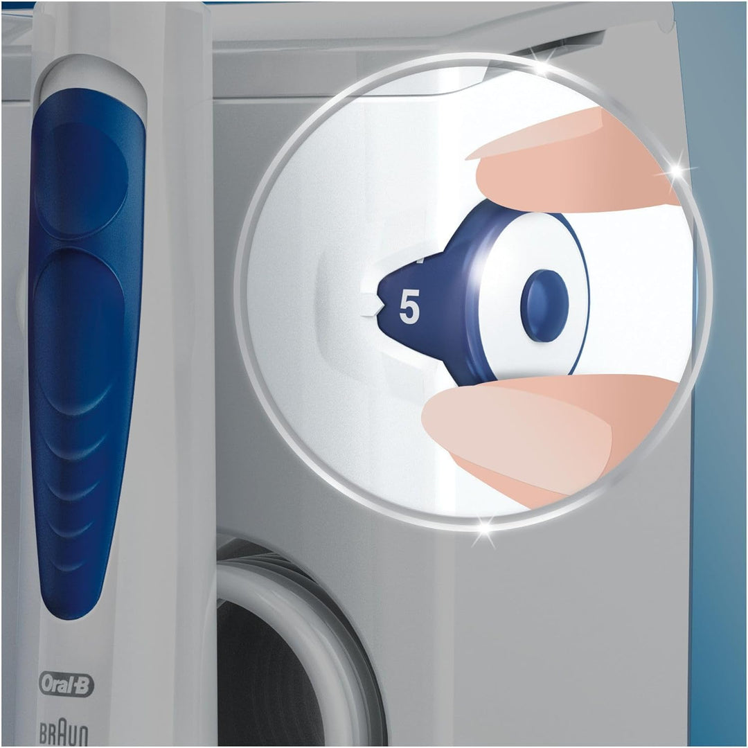 Oral-B OxyJet Reinigungssystem, mit Mikro-Luftblasen-Technologie, 4 Aufsteckdüsen, Weiss, Blau
