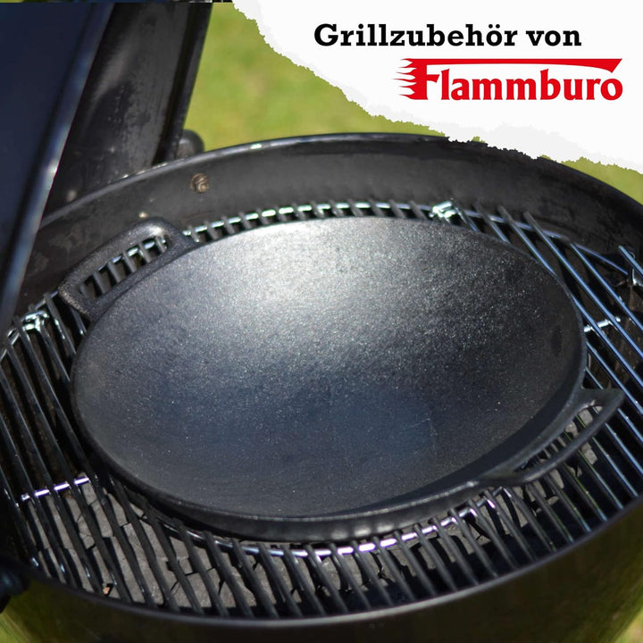 FLAMMBURO BBQ-SYSTEM Wok Ø 36 cm – Gusseisen mit porzellanemaillierter Beschichtung – Für Gemüse und