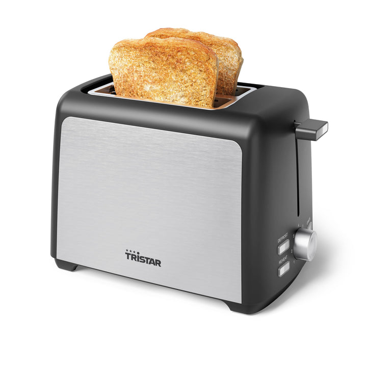 Tristar Edelstahlstahl-Toaster, 2 Scheiben Kapazität, 800W, 7 Bräunungsstufen, Auftauen- und Aufwärm